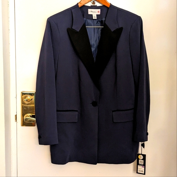 🆕 3.1 Philip Lim for Target Tuxedo Blazer Blue Black XL Women's - Picture 2 of 16